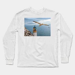 Gannets at Bass Rock Lighthouse Long Sleeve T-Shirt